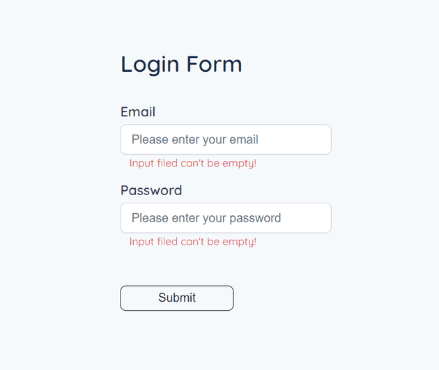 react login form with error