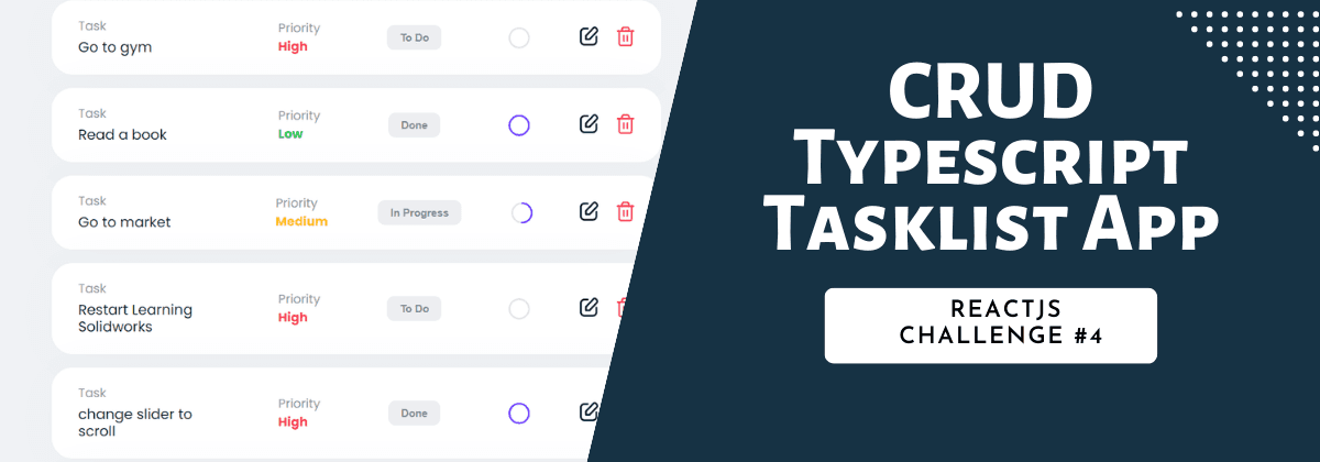 ReactJS Challenge #4: CRUD Typescript Tasklist App