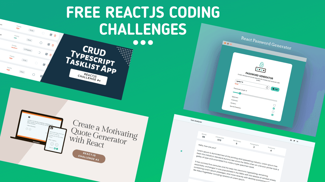 free reactjs coding challenges for responsive UI