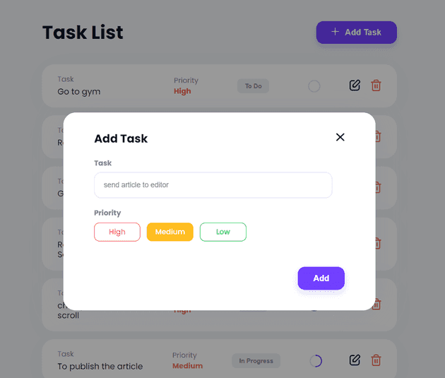 tasklist add modal