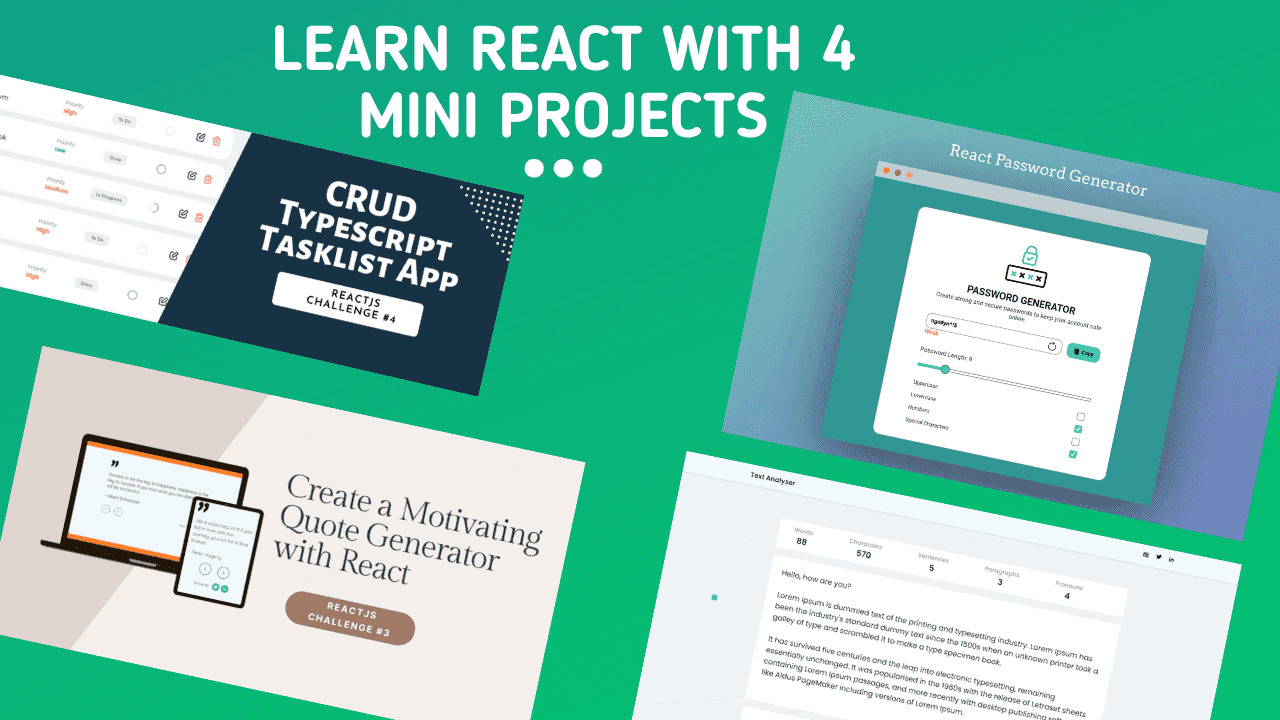 Learn React with 4 mini projects