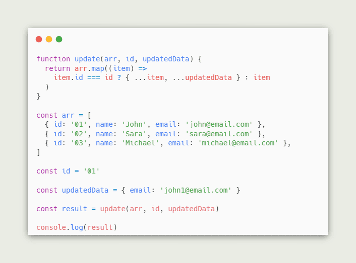 update javascript array of object