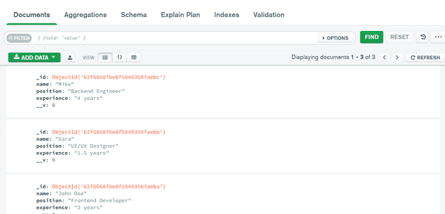 MongoDBCompass collection