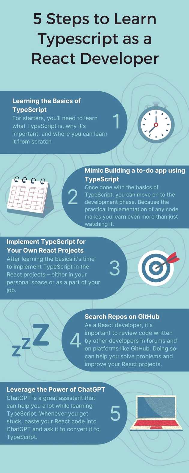 5 steps to learn typescript infographic