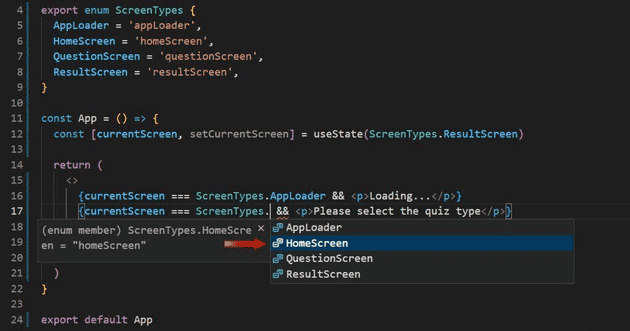 typescript enum intellisense